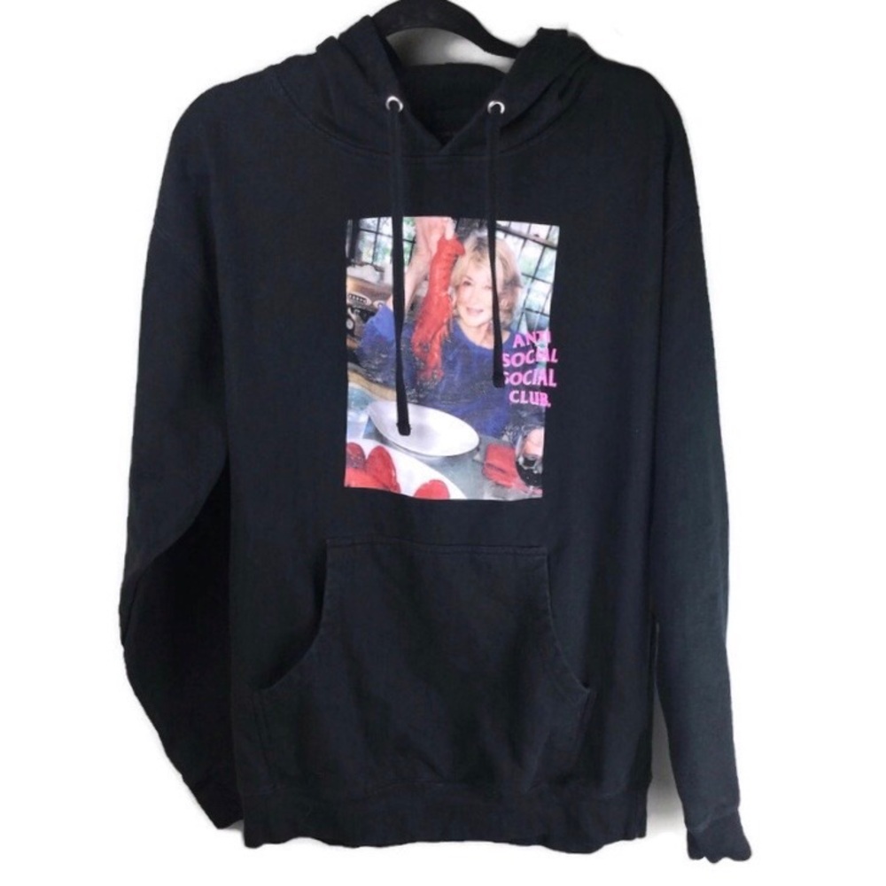 Anti Social Social Club x Martha Stewart Lobster Glitter Back Black Hoodie Large